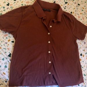 ribbed button-up polo